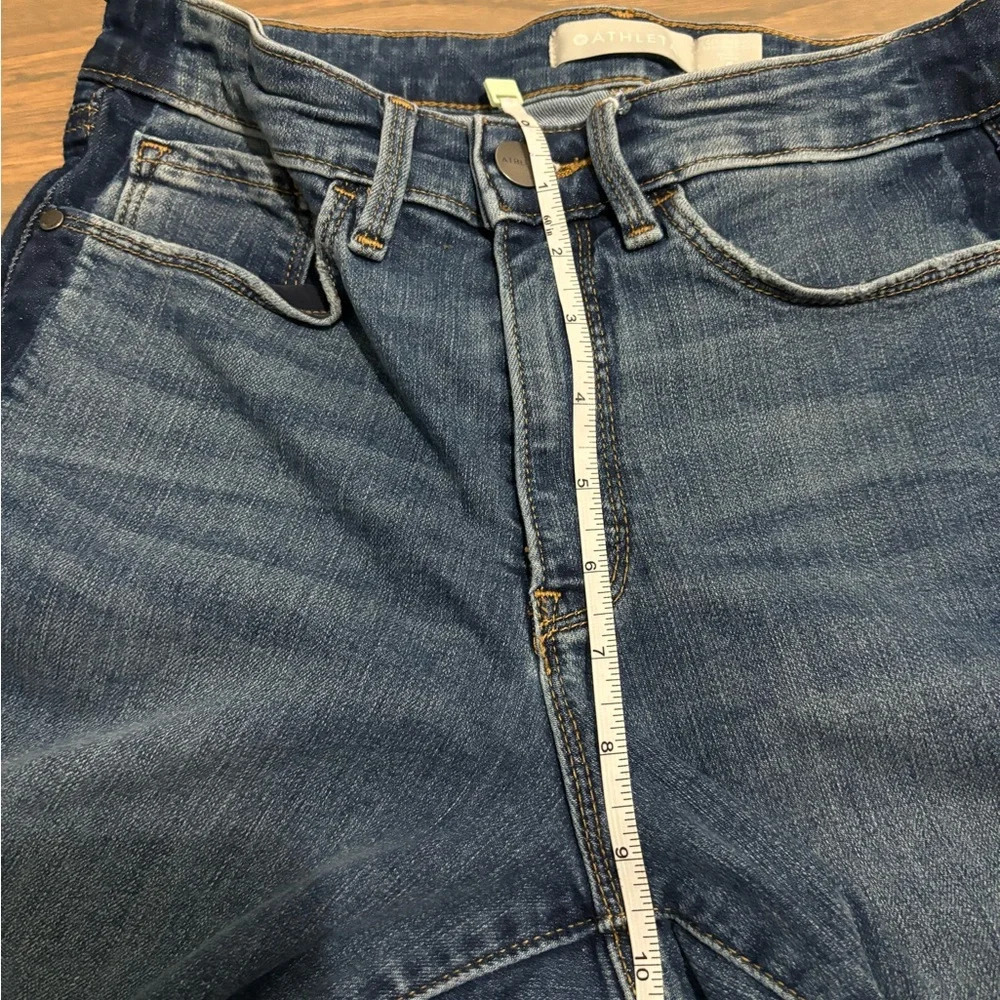 Athleta Sculptek Skinny Jeans Stretch‎ Two Tone Dark Blue Stripe Sz 4 - Picture 6 of 7